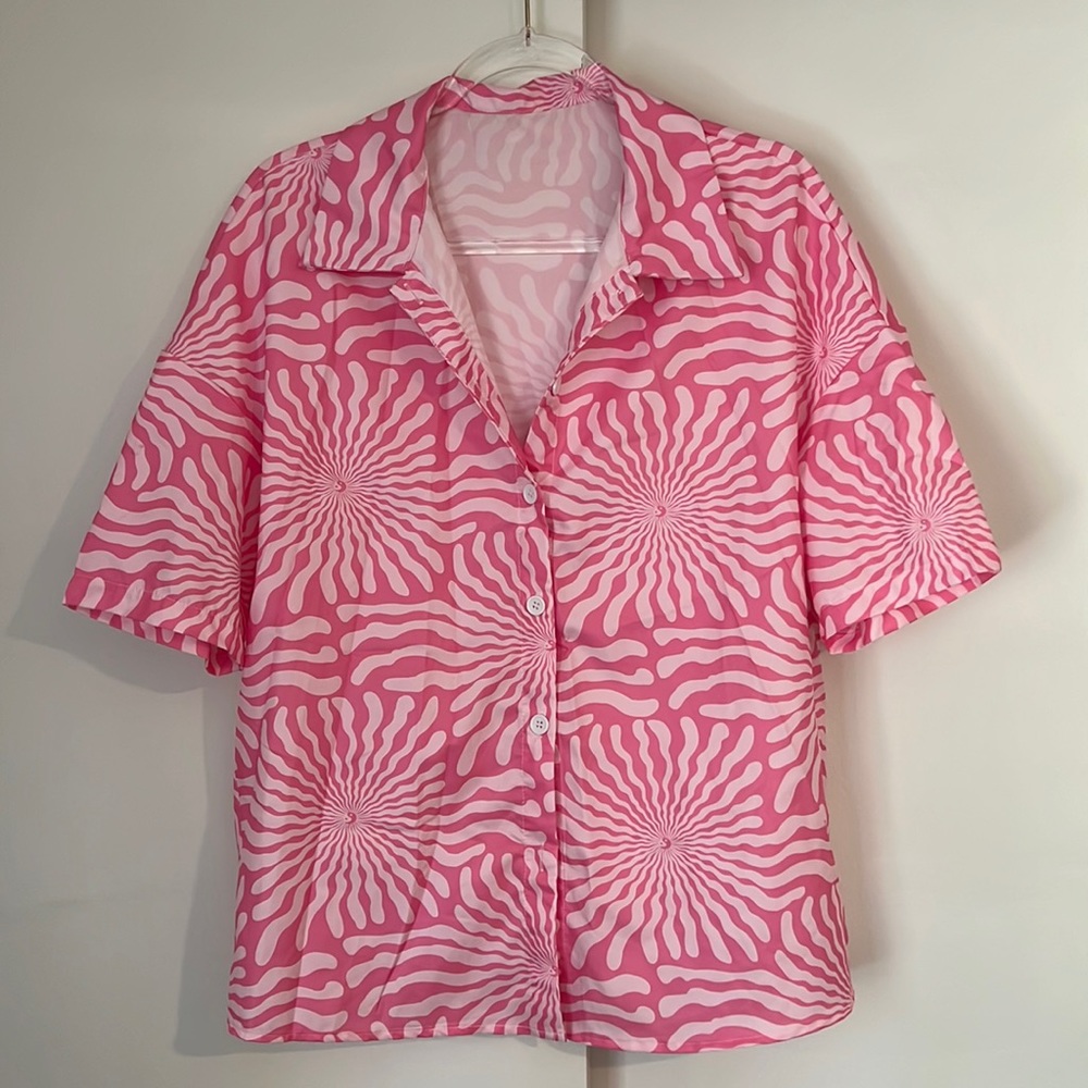 NWOT SHEIN funky psychedelic pink shirt